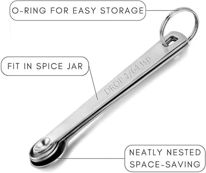 2 Pack Teaspoon Measuring Spoons, 1/4 tsp, 1/8 tsp, 1/16 tsp, 1/32 tsp, 1/64 tsp Mini Measuring Spoons Set, Stainless Steel Cooking Baking Tiny Measuring Spoon for Powders, Spices, Salt - Image 6