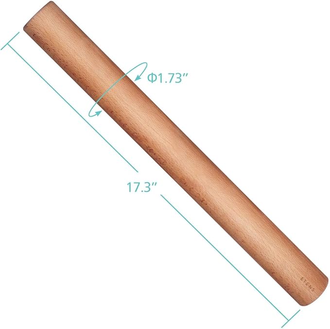 Etens Rolling Pin 17.3Inch, Professional Dowel Wood Rolling Pins for Baking Pasta Pizza Pie and Cookie, Wooden Dough Roller Pin (Straight Style, Large 1.73 Inch Diameter) - Image 3