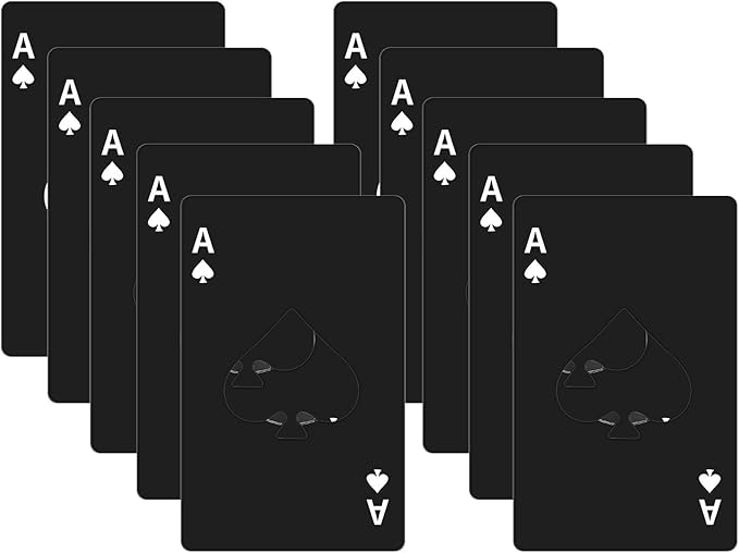 10Pcs Ace of Spades Bottle Openers, Poker Card Bottle Openers, Stainless Steel Portable Metal Credit Card Beer Bottle Can Cap Openers for Wallet Pocket Wedding Birthday Party (10, Black) - Image 3