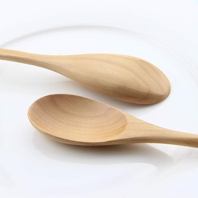 AOOSY Wooden Spoons for Cooking, 9 Inches 6 Pieces Japanese Natural Ellipse Wooden Spoon Set for Cooking Mixing Stirring Honey Tea Soda Dessert Coconut Bowl Nonstick Pots Kitchen - Image 4