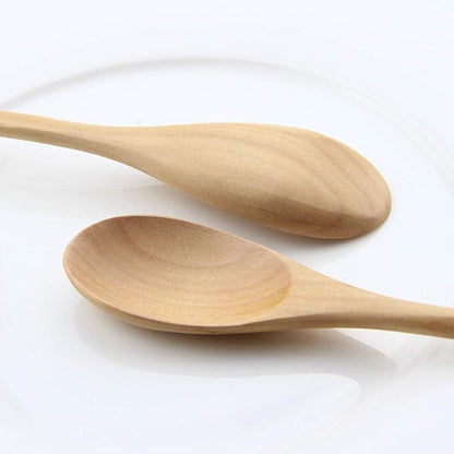 AOOSY Wooden Spoons for Cooking, 9 Inches 6 Pieces Japanese Natural Ellipse Wooden Spoon Set for Cooking Mixing Stirring Honey Tea Soda Dessert Coconut Bowl Nonstick Pots Kitchen - Image 4