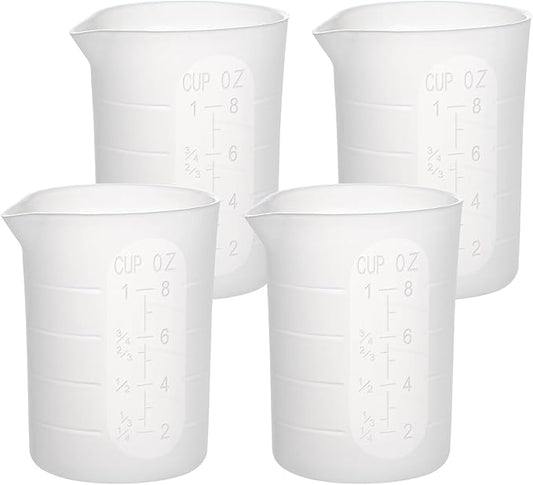 Gartful 250ml Silicone Measuring Cups, 4 PCS Large Nonstick Reusable Silicone Mixing Cups Durable Easy Clean for Epoxy Resin, Casting Molds, Stain Jewelry Making, Waxing, DIY, Art, Craft