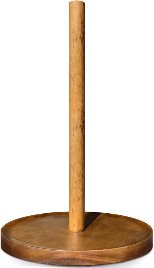NESAPTO Paper Towel Holder Countertop, Wooden Standing Paper Towel Roll Stand for Rustic Farmhouse & Cottagecore Decor, Kitchen Bathroom Essential, Brown by NESAPTO