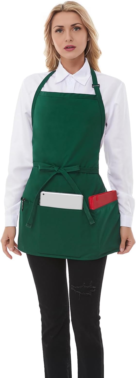 Aprons for Women with 3 Pockets, Server Apron, Aprons for Cooking, Chef Apron, Comfortable Material Adjustable