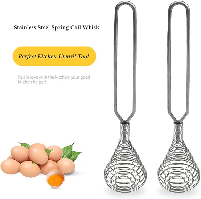 Stainless Steel Spring Coil Whisk Wire Whip Cream Egg Beater Gravy Cream Hand Mixer Kitchen Tool Accessories For Mixing, Blending, Beating, Stirring, Cooking