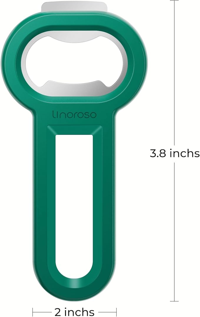 Linoroso Magnetic Bottle Opener Pop Can Opener for Refrigerator, Beer Bottle Opener and Soda Can Opener with Cap Catcher, Portable Beer Opener for Bartender, Home, Restaurant, Bar Tools, 2 Pack, Green