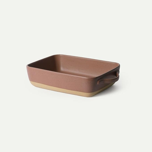Mora Ceramic Baking Dish with Handles For Casserole, Lasagna, Gratin, Broiling, Roasting, and Baking. Large 9x13 in Pan, Extra Deep - Porcelain Serving Bakeware from Oven to Table. Freezer Safe - Terracotta by MORA