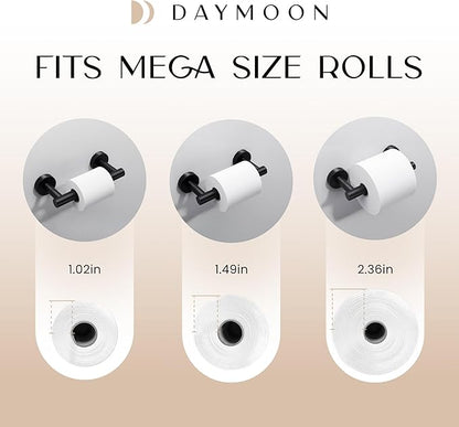 Day Moon™ - Toilet Paper Holder - Modern Roll Holder for Bathroom - 2 Pack - Wall Mount, Black - Image 6