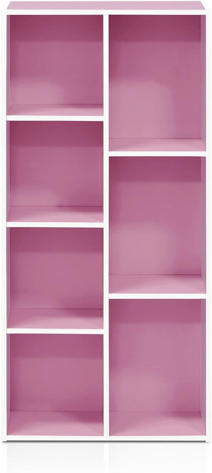 Furinno LUDER Book Shelf, 7-Cube Bookshelf, Bookcase with Open Shelves, 9.4 x 19.5 x 41.7, Easy Assembly, for Living Room, Bedroom, Home Office, White/Pink - Image 8
