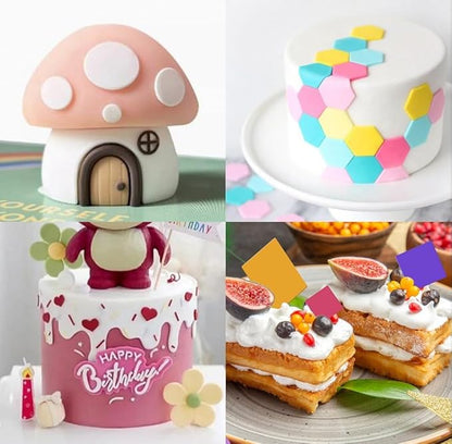 20 Pcs Cookie Cutters,Fondant Cake Cookie Plunger Cutter,Mini Plastic Biscuit Plunger Fondant Decorating Mold Heart Square Oval Circular Star Hexagon Cutters