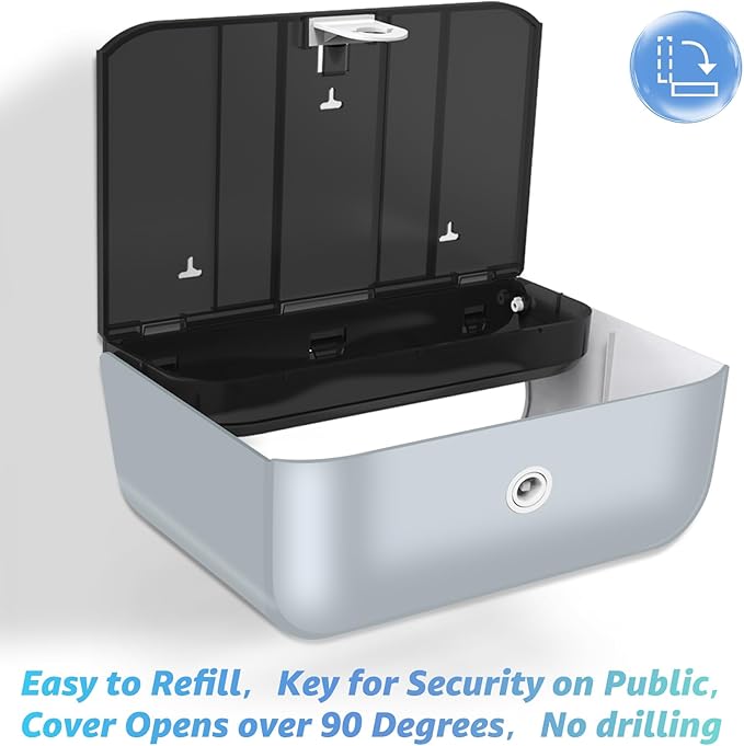 Paper Towel Dispenser Wall Mount, Multifold Paper Towel Holder Adhesive Hand Towel Dispenser for Bathroom Kitchen Commercial, Silver