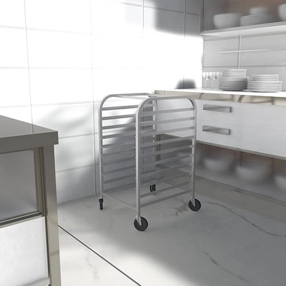 HALLY SINKS & TABLES H Bun Pan Rack 10 Tier with Wheels, Commercial Bakery Racking of Aluminum for Full & Half Sheet - Kitchen, Restaurant, Cafeteria, Pizzeria, Hotel and Home, 26" L x 20" W x 38" H - Image 8