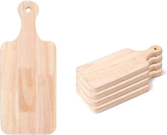 LZMS 4-Pack 13"x 5 1/2" Small Wood Serving Boards Set | Unfinished Wood Crafts with Handle | Mini Wooden Cutting Boards Bulk for Charcuterie,Cheese,Meat,Bread,Vegetabes & Fruits