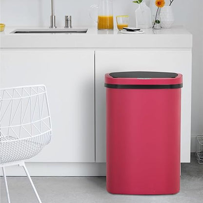BestOffice | 13 Gallon Plastic Trash Can with Lid | Red | Automatic Touchless Garbage Can | Odor Control | Modern Oval Design | Easy to Clean | Fits Any Kitchen, Bathroom, Office or Home - Image 6
