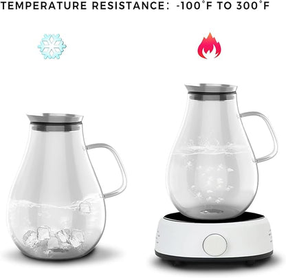 Glass Pitcher With Lid, 2.5 Liter 85 oz Glass Water Pitcher For Fridge, 0.66 Gallon Pitchers With Handle And Lid, Tea Jug Carafe Jar For Hot/Iced Water Milk Juice Coffee Fruit - Image 7