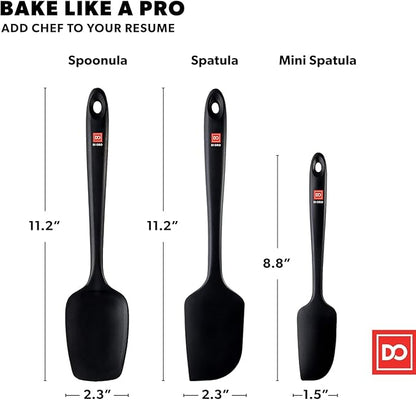 DI ORO Silicone Spatula Set - Rubber Kitchen Spatulas for Baking, Cooking, & Mixing - 600°F Heat-Resistant & BPA Free Silicone Scraper Spatulas for Nonstick Cookware - Dishwasher Safe (3pc, Black) - Image 6