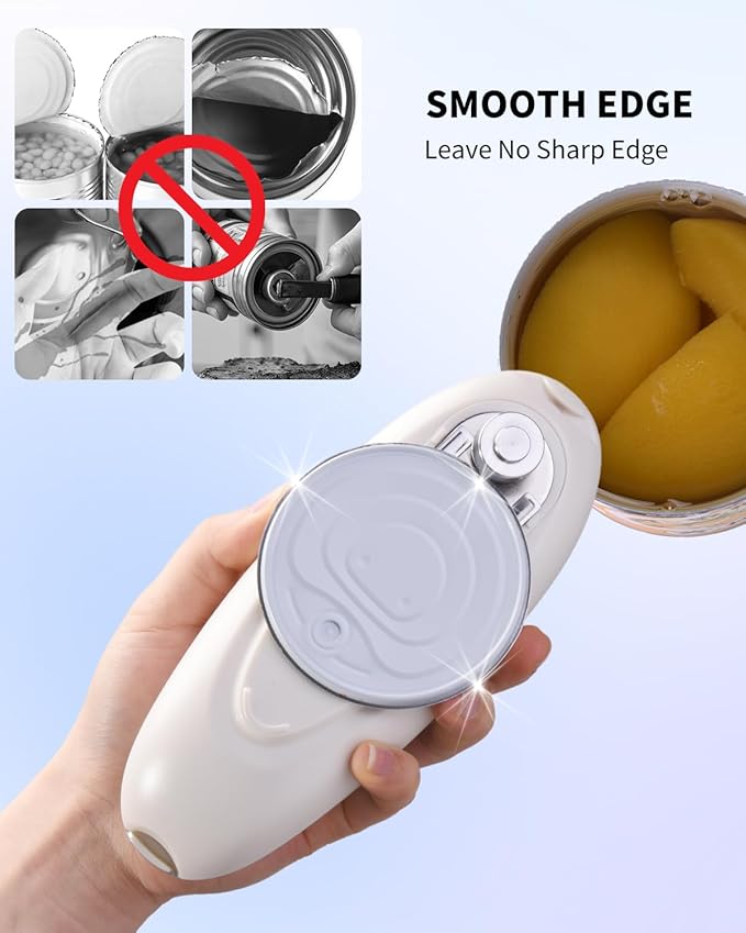 CIRCLE JOY Electric Can Opener, One-Touch Automatic Can Opening with Smooth Edges, Food Safety Handheld Battery-Operated Can Opener for Kitchen and Seniors, Silver - Image 6