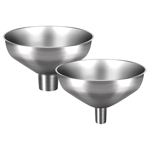 Stainless Steel Metal Funnel Set of 2, Kitchen Filling Funnel (0.5-inch Narrow Mouth) and (1-inch Wide Mouth), Practical Tools for Transferring Spices, Oils, Food and Beer by Unknown