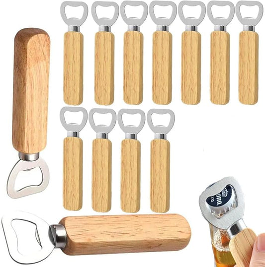 Wood Wine Bottle Opener, Beer Bottle Openers, Cider, Soft Drinks Bottle Opener for Home, Bar, Restaurant，Wedding Favors ，Wood Handle Handheld (set of 13) by MTOMDY