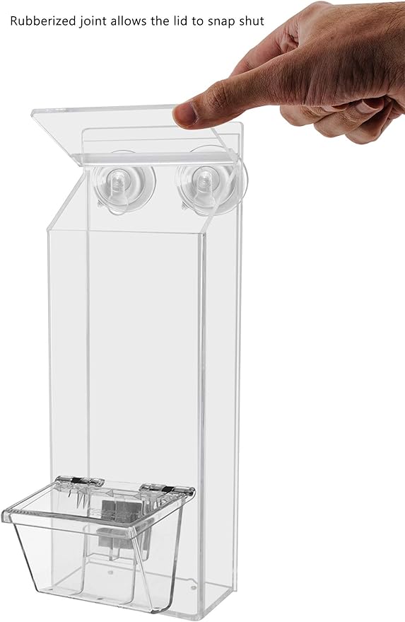 Suction Cup Outdoor Brochure Holder Holds 4 x 9 Inch Rack Cards and 3.5" x 2" Business Cards Window or Glass Wall Includes Take One Sticker Clear Acrylic Advertisement Box by Marketing Holders