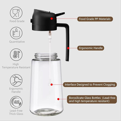 SWEET VIEW 2PCS Olive Oil Sprayer for Cooking, 16oz/470ml Glass Oil Dispenser/Pour Bottle, Kitchen Accessories, Kitchen Gadgets for Air Fryer, Salad, BBQ, with Stickers (Black,Green) - Image 5