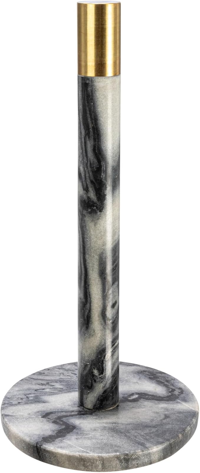 Modern Marble Paper Towel Holder with Brass Detail, Grey - Image 2