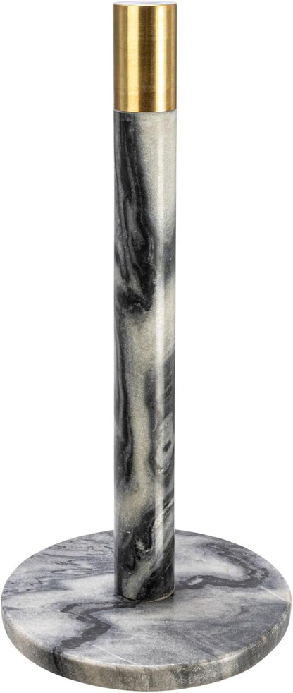 Modern Marble Paper Towel Holder with Brass Detail, Grey - Image 2
