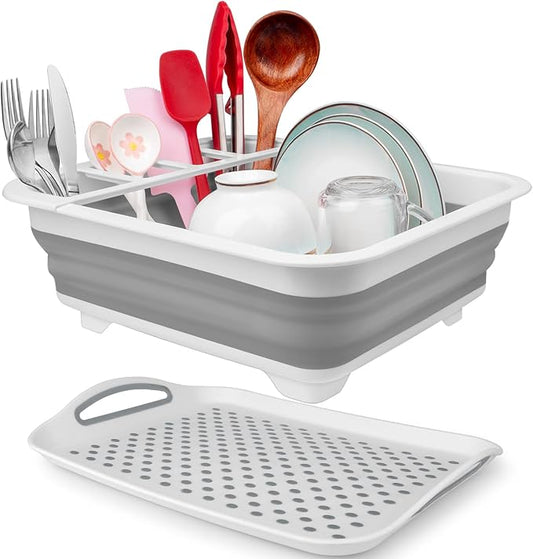 Collapsible Dish Drying Rack Portable Dish Drainers for Kitchen Counter with Drainboard, Kitchen Sink Organizer Basket RV Accessories Camper Storage and Organization Dish Rack Over Sink Drying Rack by SeropyDirect