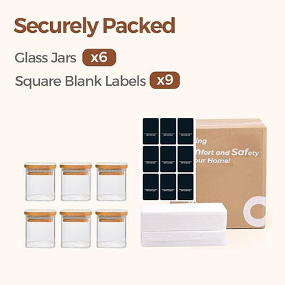 ComSaf Spice Jars with Labels 4 oz 6Pack, Small Spice Containers Starter Set, Glass Seasoning Jars with Lids, Square Seasoning Containers for Salt, Pepper, Chili Powder, Sugar, Ginger Ground, Cumin - Image 8
