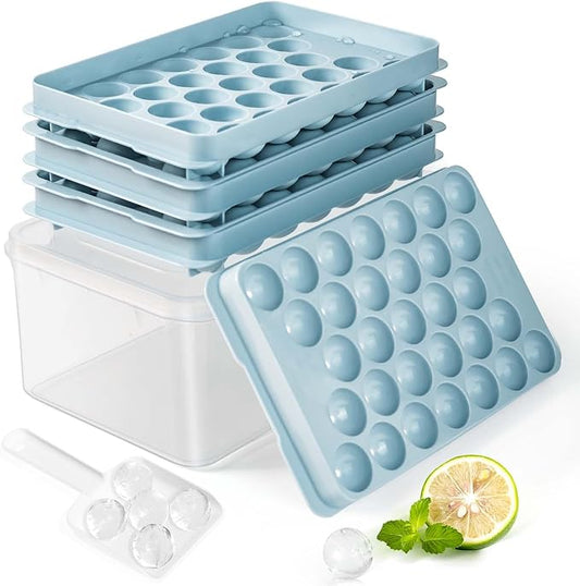 Round Ice Cube Trays for Freezer - Ice Cube Tray with Lid and Bin,Stackable Ice Ball Maker, BPA-Free Ice Mold, Circle Ice Trays for Juice,Coffee and Cocktails (1.2in/93 balls&box) by DclobTop