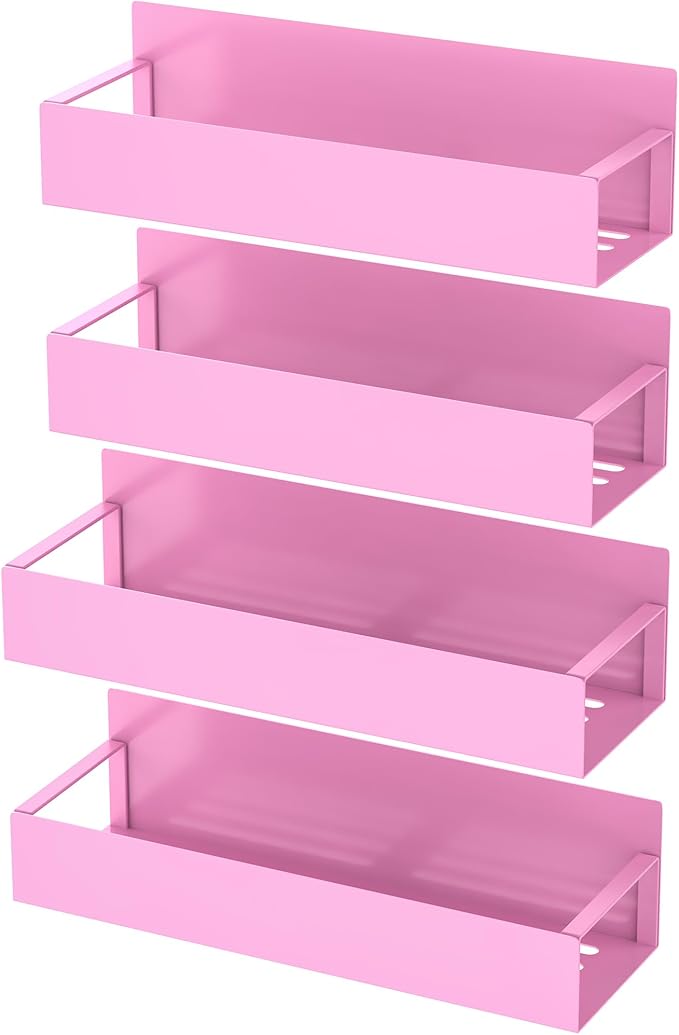 HuggieGems 4 Pack Magnetic Spice Storage Rack Organizer for Refrigerator and Oven, Pink Fridge Organizers and Storage - Image 5