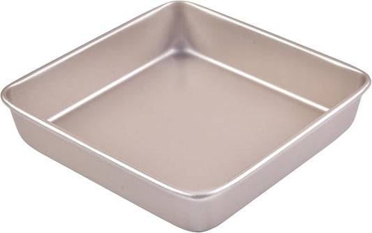 9x9 Baking Pan, 9 inch Brownie Pan, 9'' Square Cake Pan, Nonstick Carbon Steel, Shallow Dish Bakeware for Oven Baking (Champagne Gold)