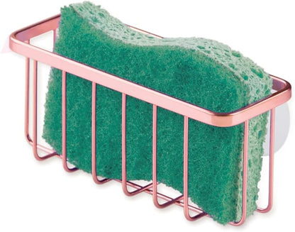 iDesign Stainless Steel Suction Sponge Holder - Kitchen Sink Sponge Caddy Organizer - Copper by iDesign