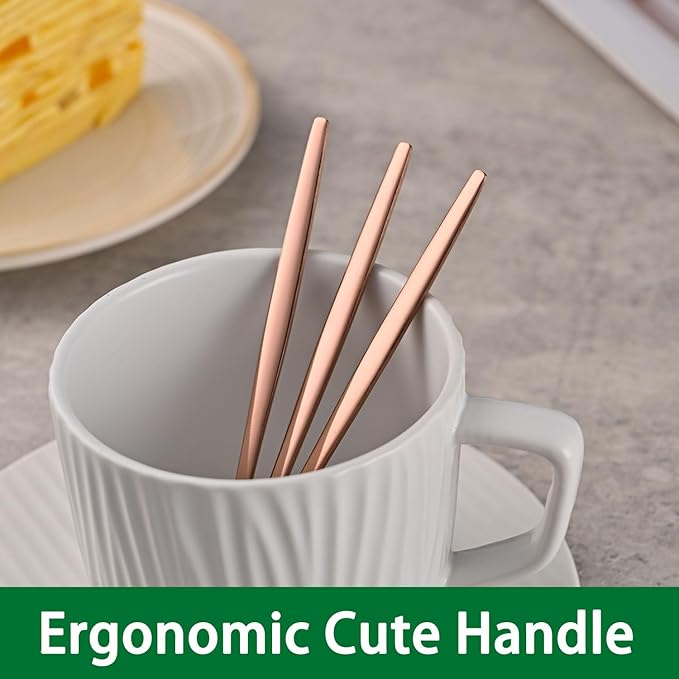 5.1Inch Stainless Steel Coffee & Tea Spoons Set,Rose Gold Teaspoon,Small Spoons For Dessert or Tea,Espresso Spoon For Cafe - Image 5