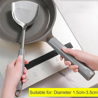 2 Pcs Heat-Resistant Pot Handle Silicone Cover, Non-Slip Pan Handle Sleeve, Easy to Install and Clean, for Cast Iron Skillet, Frying Pan (grey, M)