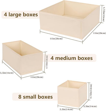 Drawer Organizer Clothes, 16 Pack Dresser Organizer Bins, Foldable Closet Organizers and Storage Fabric Dresser Bins, Shallow Drawer Dividers for Clothing, Underwears, Socks, Tie