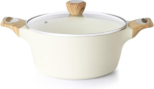 SENSARTE Ceramic Nonstick Stock Pot with Lid, 2.6/4.5/6.6/8.5 QT Soup Pot Casserole Pot, Non-toxic Healthy Pasta Pot, Large Cooking Pot Stew Pot, Induction Compatible, PFOA PFAS PTFE Free, White by SENSARTE