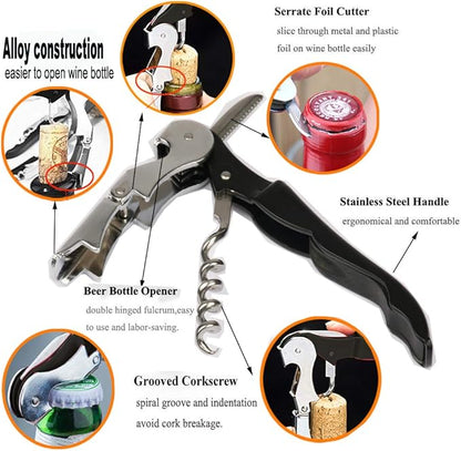 Professional Waiter Corkscrew Wine Openers Set, Heavy Duty Stainless Steel Hinges Wine Key for Restaurant Waiters, Sommelier, Bartenders - Image 2