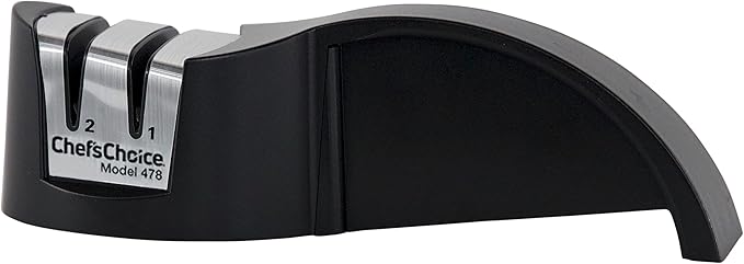 Chef'sChoice Manual Knife Sharpeners Diamond Hone for 20-Degree Straight-Edge Kitchen Santoku Sports and Pocket Knives with Diamond Abrasives Precise Angle Control & Compact Footprint, 2-Stage, Black