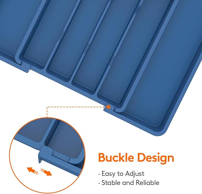Lifewit Silverware Drawer Organizer, Expandable Utensil Tray for Kitchen, BPA Free Flatware and Cutlery Holder, Adjustable Plastic Storage for Spoons Forks Knives, 8.5"-14.1" x 12.1", Dark Blue - Image 5