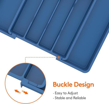 Lifewit Silverware Drawer Organizer, Expandable Utensil Tray for Kitchen, BPA Free Flatware and Cutlery Holder, Adjustable Plastic Storage for Spoons Forks Knives, 8.5"-14.1" x 12.1", Dark Blue - Image 5