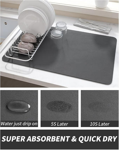 AMOAMI Coffee Mat - Hide Stain Rubber Backed Absorbent Dish Drying Mat for Kitchen Counter - Fits Under Coffee Maker or Machine - Image 3