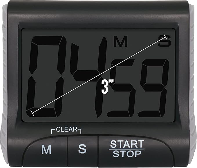 3" Large Display Kitchen Timer -Digital Timer Magnetic Back Loud Alarm On A Rope Countdown-Tanmalan