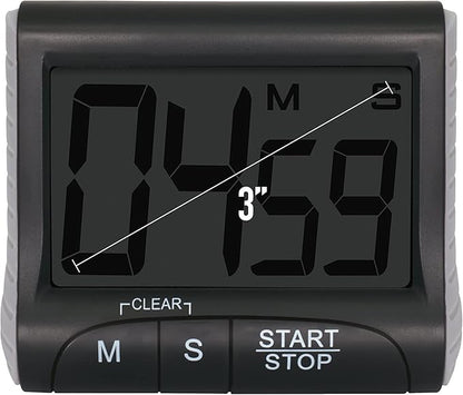 3" Large Display Kitchen Timer -Digital Timer Magnetic Back Loud Alarm On A Rope Countdown-Tanmalan