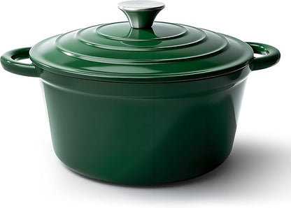 6 Quart Dutch Oven Pot with Lid, Non Stick Enameled Cast Iron Dutch Oven for Bread Baking, Heavy-Duty, Oven Safe Ceramic Cookware Up to 500°F for Baking, Braising, Stews, Roasting, Green by Fijinhom
