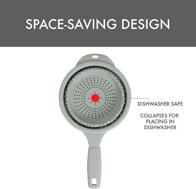 Dexas 8" Collapsible Silicone Strainer in Sage, Kitchen Strainer with Handles, 7.2 Cup Capacity | BPA-Free, Heat-Resistant, Space-Saving Kitchen Tool - Image 4
