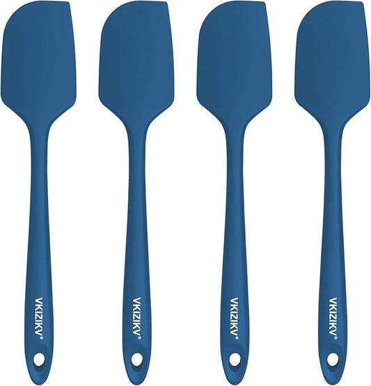 4 Pcs Silicone Spatula Set, 11.4 In, 600°F Heat Resistant Rubber Spatulas for Baking, Cooking & Mixing, Flexible and Non-Stick Kitchen Utensils, Seamless & Dishwasher Safe (Blue)