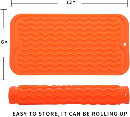 MicoYang Silicone Dish Drying Mat for Multiple Usage,Easy clean,Eco-friendly,Heat-resistant Silicone Mat for Kitchen Counter or Sink,Refrigerator or Drawer Liner Orange S 12 inches x 6 inches - Image 2