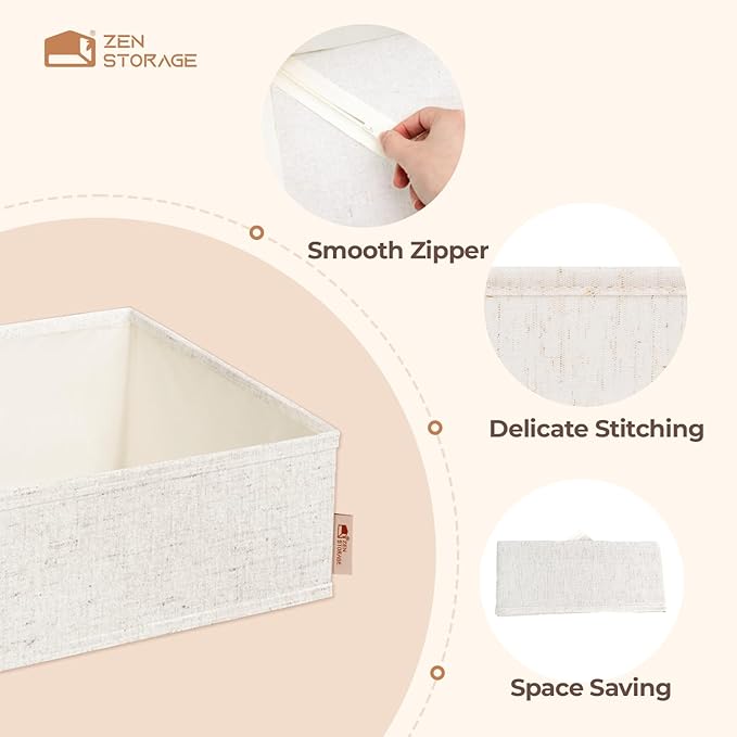 Cotton Linen Drawer Organizer for Baby Clothes, 12Pack Multi-Size Nursery Dresser Dividers for Clothes, Premium Foldable Storage Bins for Bedroom, Closet and Diaper Table, Beige - Image 8