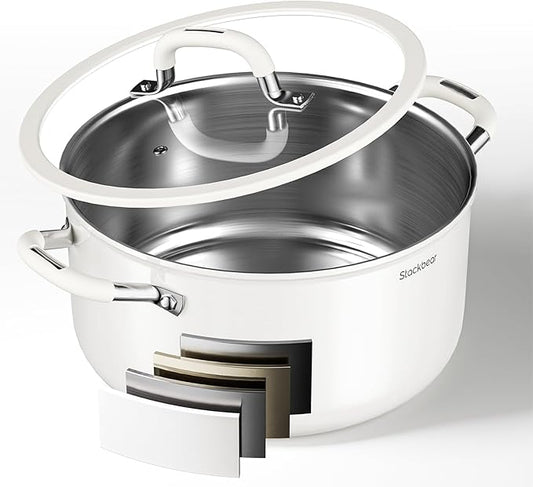 Stockpot 8 Quart, Tri-Ply 18/10 Stainless Steel Stock Pot with Lid, Induction Ready Cooking Pot for All Cooktops, Dishwasher Safe Soup Pot for Kitchen, Home, Gift for Cooker Mom and Dad